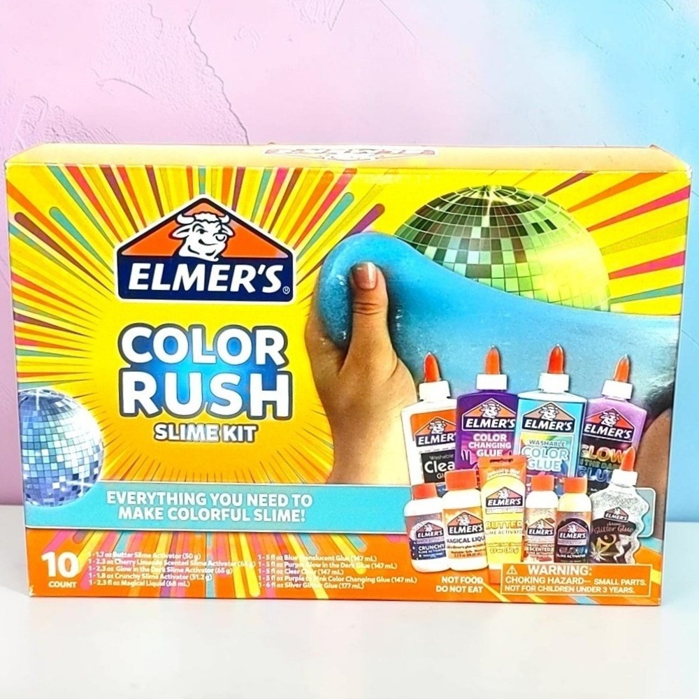Elmer's Color Rush Slime Kit 10 Piece Set Glow Glitter Color Changing Craft New - Picture 5 of 9
